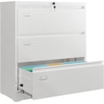 thumbnail image 1 of Metal Lateral File Cabinet with Lock, 3 Drawer Filing Cabinet with Business Card Holder, Suitable for Home Office School Hanging Files Letter/Legal/F4/A4 Size, White, 1 of 7