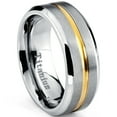 thumbnail image 1 of Men's Goldtone Plated Grooved Titanium Wedding Band Ring, Comfort fit 8mm,, 1 of 3