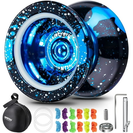 MAGICYOYO N11 Professional Unresponsive Yoyo, Dual Purpose Metal Yo-Yo (Black Blue Silver)