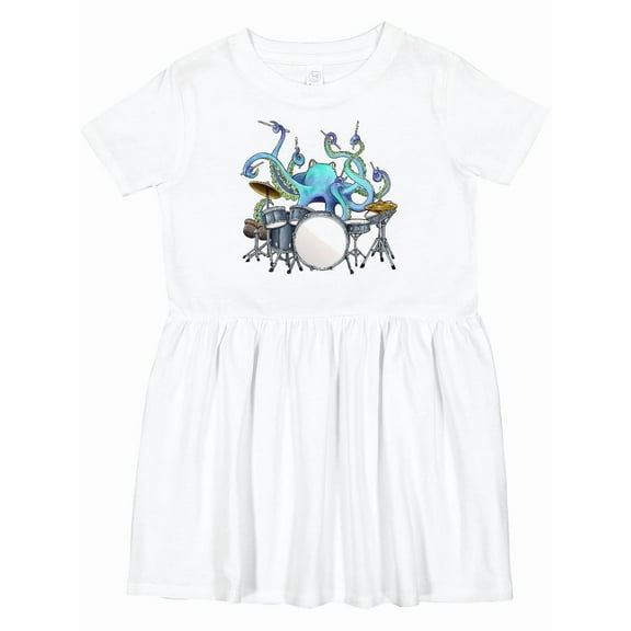 Inktastic Cute Blue Octopus Drumming Girls Toddler Dress