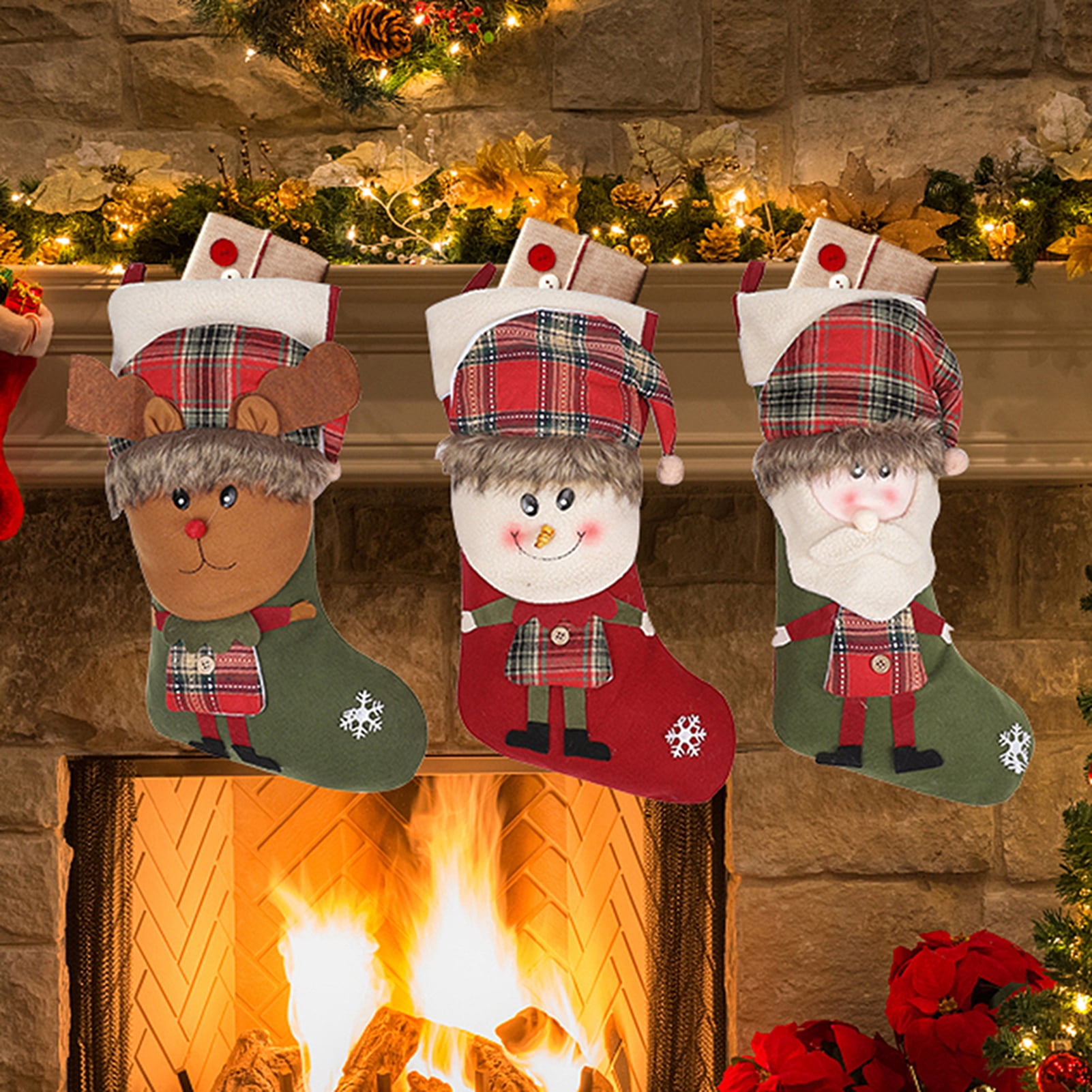 Details about / Christmas Stockings Cotton Washable Sock Costume Kids Gifts Festival Decor