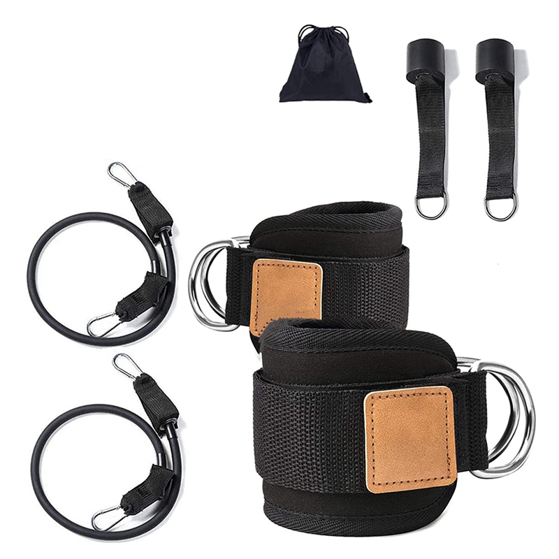 Ankle Cable Machine Pair with Resistance Band Adjustable Ankle Buckle