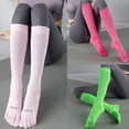 thumbnail image 2 of Yokua Women Yoga Knee High Non-Slip Socks Bright Solid Color Five Finger Long Stocking, 2 of 19
