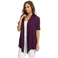 thumbnail image 2 of Women's  Basic Casual Solid Short Sleeve Open Front Cardigan (S-3X), 2 of 4