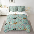thumbnail image 2 of Homewish Kawaii Dog Dachshund Bedding Comforter Set 7pcs, French Style Flower King Bedding Sets, Vintage Rustic Plant Reversible Bed Sheets, Luxury Bedroom Decor, 2 of 7