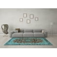 thumbnail image 3 of Ahgly Company Indoor Square Medallion Light Blue Traditional Area Rugs, 8' Square, 3 of 4