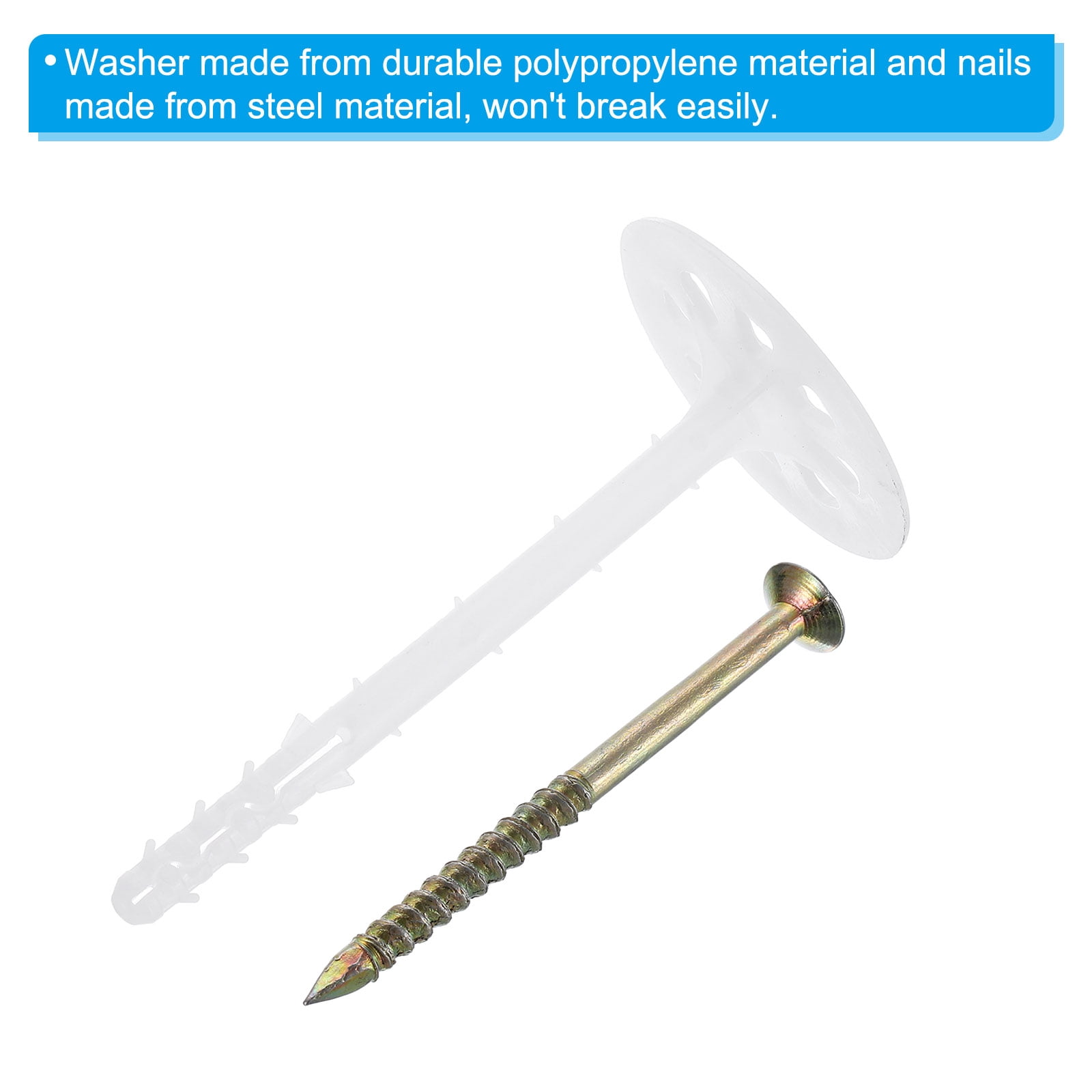 122mm Perforated Insulation Pins, 30 Pack Insulating Nails Plastic Expansion Bolt for Fixing Foam Boards