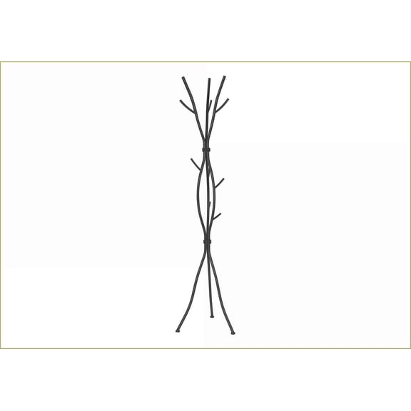 Coat Racks Free Standing 8 Hook Hall Tree, 74"H Black Metal Modern for Entryway | Black | Metal