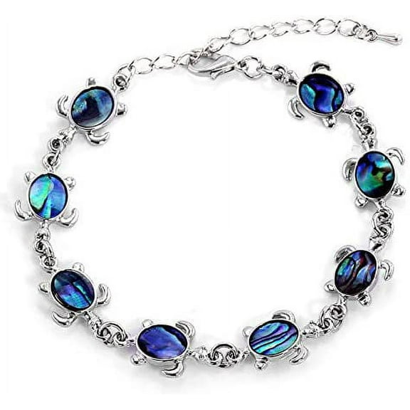 Nvzi -b Sea Turtle Silver Tone Chain Bracelet with Lobster Clasp Women Girl Gift Jewelry