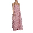 thumbnail image 4 of Coduop Women Summer Cami Dress 3D Rose Flower Spaghetti Strap Open Back A-Line Long Dress, 4 of 9