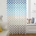 thumbnail image 6 of Blue Brown Sheer Curtains 63 Inches Long, Modern Chevron Waves Khaki Geometric Stripes Light Filering Curtains, Breathable Simi Curtain Privacy Drapes for Living Room Bedroom Window Treatment, 6 of 9