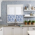 thumbnail image 6 of Blue Watercolor Kitchen Curtains Valance and Tier Set 3 Pieces,Geometric Floral Pattern Small Window Curtains Set, 36 Inches Length Rod Pocket Short Window Treatment Tiers For Bathroom Cafe, 6 of 7