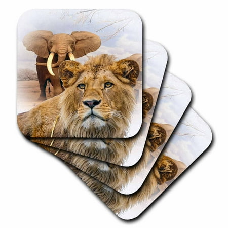 

3dRose Jungle wild animals Soft Coasters set of 4
