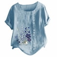 thumbnail image 3 of Gibobby Blusas De Manga Larga Para Mujer Mujeres Blouse Tops O Neck Party con estilo T camisa（Azul， S), 3 of 4