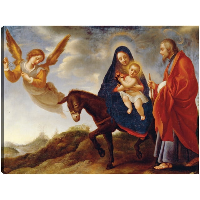 Cuadro Decorativo - La Huida a Egipto (entre 1648 y 1650) Jr Impresión en canvas, estrechado.