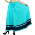 thumbnail image 1 of Bimba Jupe Longue Maxi pour Femme avec Bordure Contrastante Jupe Bohème à Taille Élastique, 1 of 9