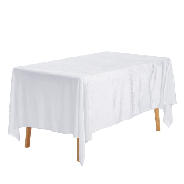 Unique Bargains 1 Pack Rectangle Tablecloth, Velvet Washable Table Cover for Wedding or Banquet White 160x260cm