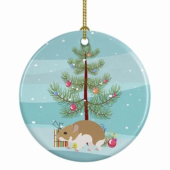 Turkish Hamster Merry Christmas Ceramic Ornament 2.8 in x 2.8 in