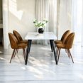 thumbnail image 2 of Homy Casa Modern 5-Piece Rectangular Fuax Walnut Dining Table Set with Padded Chairs, 2 of 11