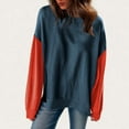 thumbnail image 6 of Women's Color Block Oversized Sweatshirt Crewneck Long Sleeve Drop Shoulder Shirts Casual Loose Pullover Tunic Tops, 6 of 8