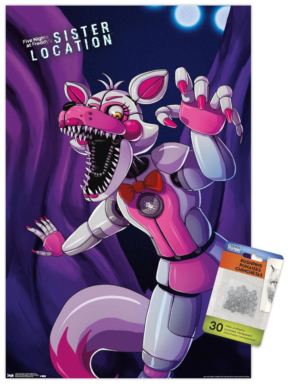 Five Nights at Freddy's: Sister Location - Funtime Foxy Wall Poster, 14.725" x 22.375" Framed