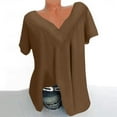 thumbnail image 2 of Timegard Hauts Grande Taille pour Femmes Manches Courtes Col Rond Froncé Confortable Décontracté Ample Blouse Tee Basique, 2 of 4