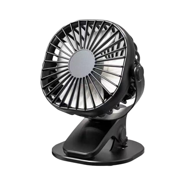 Mini Ventilador De Pinza Ventilador de refrigeración portátil Ventilador práctico de 3 velocidades 1200 mAh para interiores y exteriores (negro)