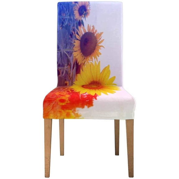 FMSHPON Colorful Sunflowers Stretch Chair Cover Protector Seat Slipcover for Dining Room Hotel Wedding Party Set of 1