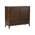 thumbnail image 1 of SIMPLIHOME Harper SOLID WOOD 48 inch Wide Mid Century Modern Medium Storage Cabinet in Walnut Brown, with Large Space Behind 2 Sliding Notched Handle Doors, 2 Adjustable Shelves, 1 of 6