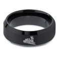 thumbnail image 2 of Tungsten Train Trains Transportation Cargo Rail Band Ring 8mm Men Women Comfort Fit Black Beveled Edge Brushed Polished, 2 of 4