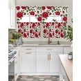 thumbnail image 4 of Red Roses Swag Kitchen Curtains Sets for Windows 24 Inch Length, Valentine's Day Flowers Leaves Romantic Short Window Curtain Panels Swags Valances and Tiers 3 Piece Set for Cafe/Dining Room, 4 of 5