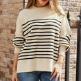 thumbnail image 4 of Wancir Womens Striped Sweaters Casual Cotton Knitted Long Sleeve Pullover Sweater 2024 Fashion Color Block Round Neck Tops, 4 of 8