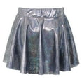 thumbnail image 2 of YONGHS Girl's Shiny Metallic Skater Skort Dance Athletic Pleated A-Line Mini Scooter Skirt Black 14-15, 2 of 7