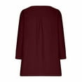 thumbnail image 5 of Lovskoo Cotton Linen Summer Tops for Women 2024 V Neck Long Sleeve Loose Slim Solid Color Top Burgundy, 5 of 9