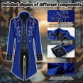 thumbnail image 3 of GYQMBT Men Medieval Steampunk Tailcoat Jacket Gothic Victorian Frock Coat Uniform Halloween Party Cosplay Gentleman Costumes, Blue, S, 3 of 9