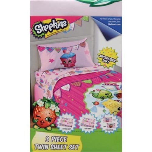 Shopkins Kids 3pc Twin Sheet Set 1 Fitted 1 Flat 1 Pillowcase Donut Cookie for sale online 