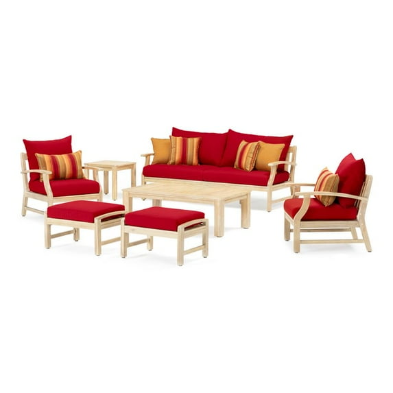 RST Brands Kooper 7 Piece Outdoor Sofa and Club Chair Set - Sunset Red