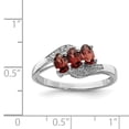 thumbnail image 2 of White Sterling Silver Ring Band Gemstone Garnet Oval Red Diamond, 2 of 2