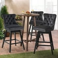 thumbnail image 2 of Tewloss 26" Swivel Bar Stools Set of 3 Velvet Counter Height Chairs for Home Kitchen Dining, Black, 2 of 9