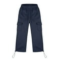 thumbnail image 7 of Boys Childrens Cargo Sweatpants Trendy Elastic Waist Casual Sports Pants Solid Color Lightweight Jogger Trousers with Pockets Navy 7 Years, 7 of 7