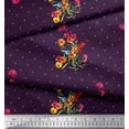 thumbnail image 2 of Soimoi Georgette Viscose Fabric Dot,Leaves & Periwinkle Floral Printed Fabric 1 Yard 42 Inch Wide, 2 of 3
