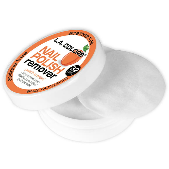 LA Colors Scented Nail Polish Remover Pads, Peach, 32 Ct