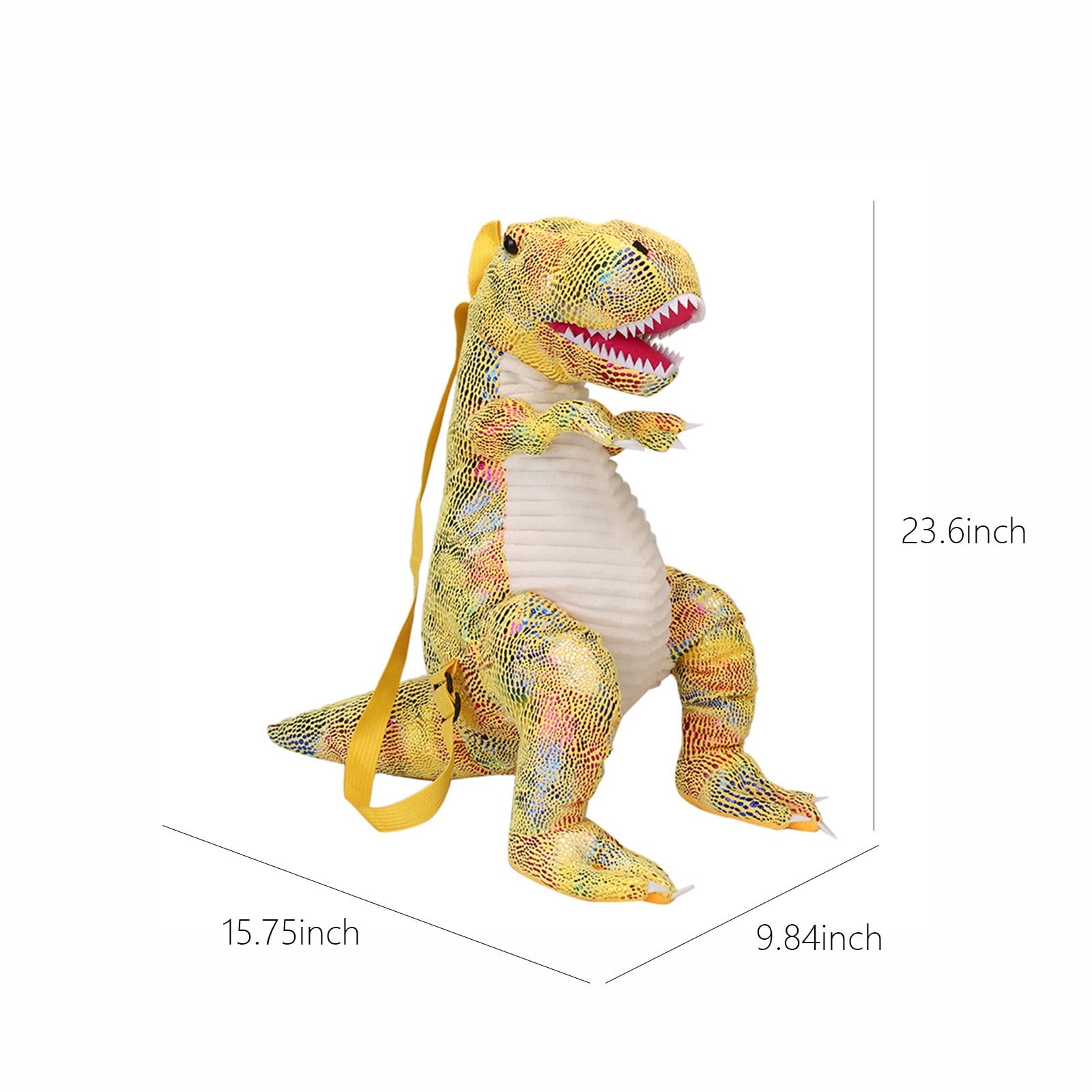 Yellow Soft Cotton Dinosaur Stuffed Toy Bag For Kids Weighted Plush Backpack Home Decoration 60Cm