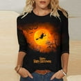 thumbnail image 2 of FDGIU Halloween Shirts for Women Women's Fashion Tees Casual Crewneck 3/4 Sleeve Loose T Shirt Ladies Blouses Shirts Spooky Season Graphic, 2 of 5
