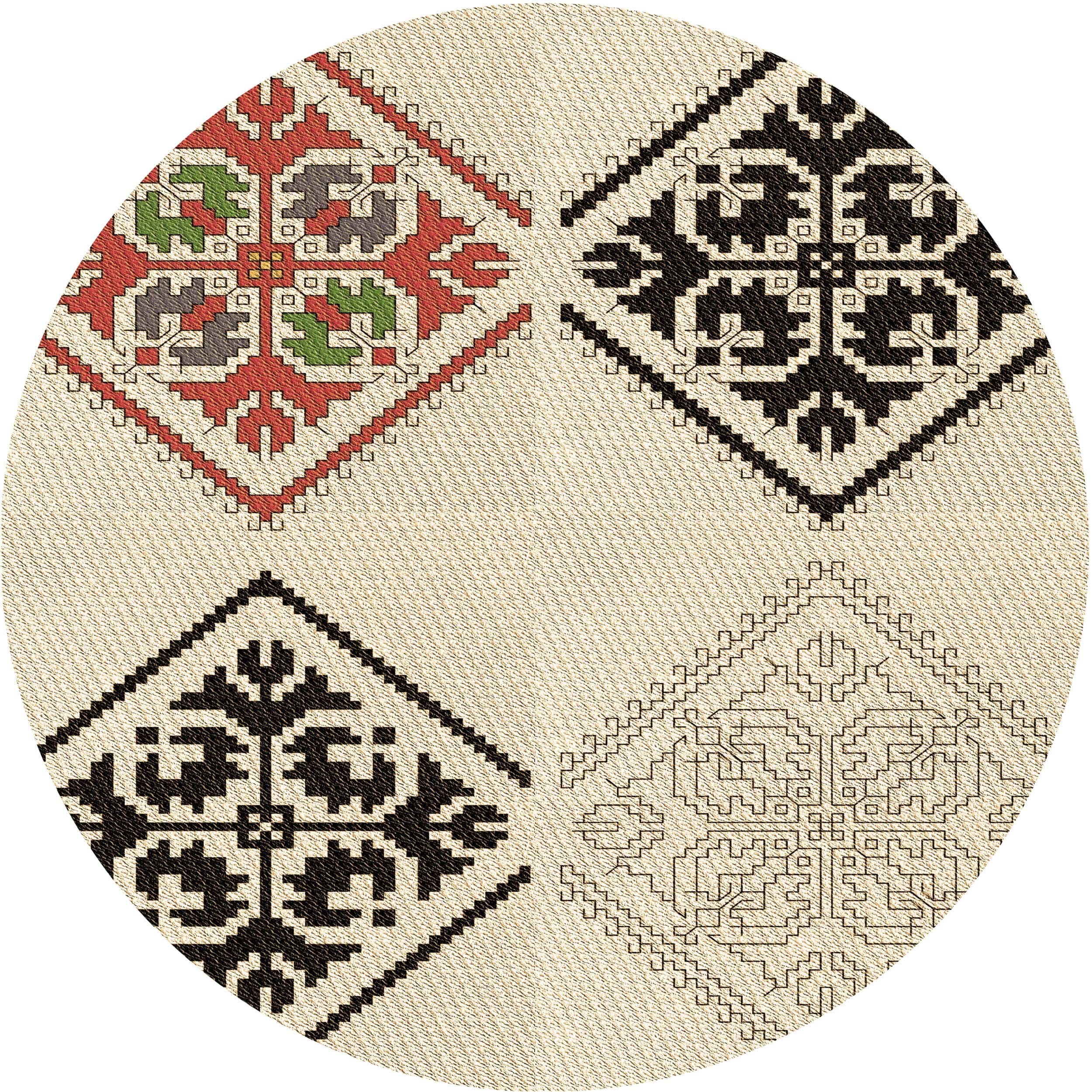Ahgly Company Indoor Round Patterned Wheat Beige Area Rugs, 8' Round ...