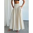thumbnail image 3 of Women's High Waist Ruched Waist A Line Maxi Skirt with Pockets, Flared Long Skirt, Versatile Casual Skirt for Daily and Vacation Outfits, 3 of 6
