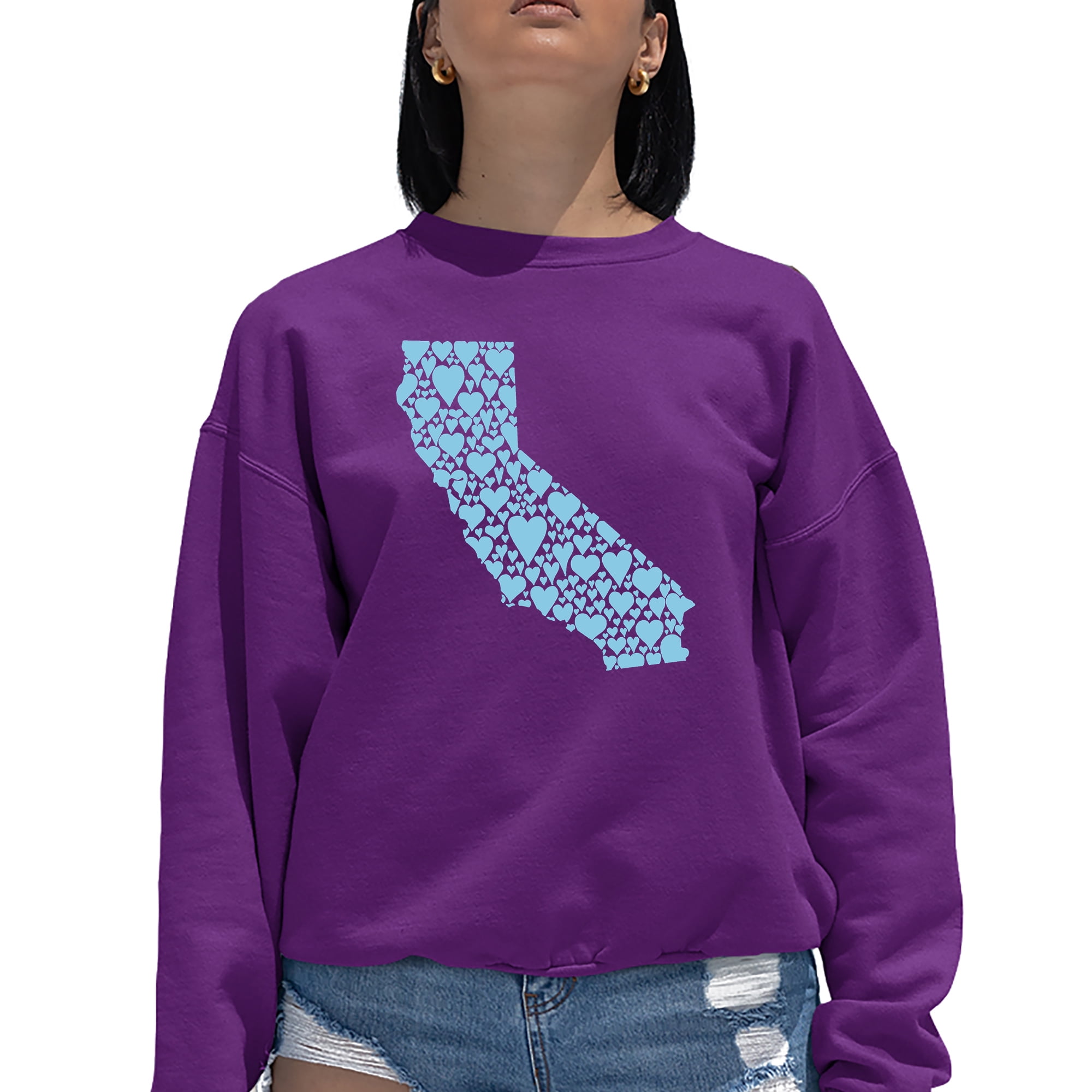 Women's Word Art Crewneck Sweatshirt - California Hearts