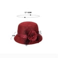 thumbnail image 3 of Helii Women Vintage Flower Linen Bucket Cloche Hat Elegant Church Wedding Party Winter Hat, 3 of 4