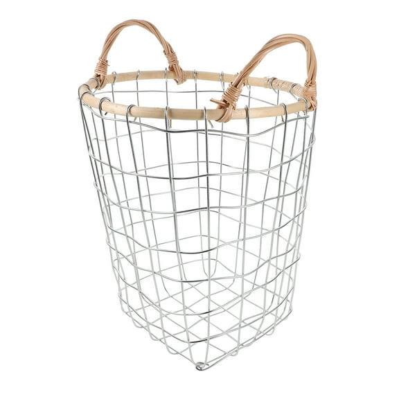 Himition Woven Storage Basket Tabletop Waste Basket Decorative Iron Wire Basket Toy Basket