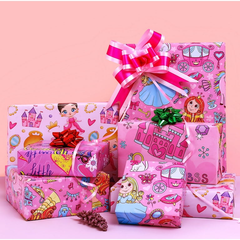 MPWEGNP Cute Cartoon Print Pink Colorful Wrapping Paper Holiday Girls  Princess Birthday Gift Wrapping Paper Clear Retail Bags Flat Bottom Rose Bee  Wrapping Paper Christmas 